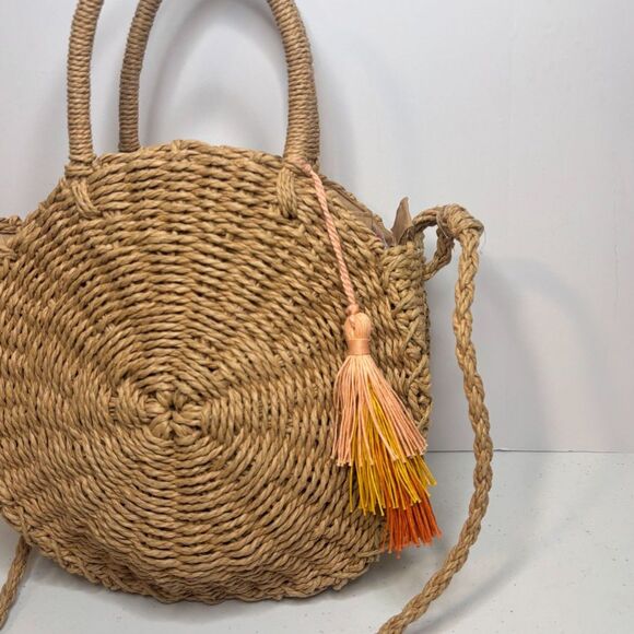 Emelinda Vintage Natural Staw Shoulder Crossbody Bag Womens Purse Tassel - Picture 2 of 8